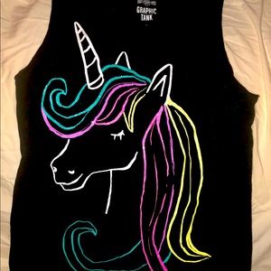 Justice girl’s tank top shirt w/unicorn on it.